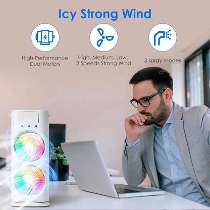 “Mini Personal AC with Mist + RGB Cooling”