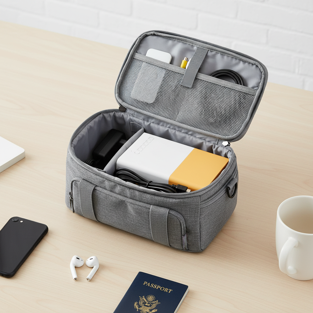 Portable projector in travel bag