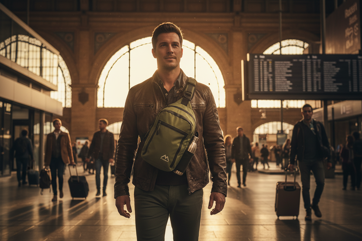 Mini Sling Bag - Travel Airport Scene