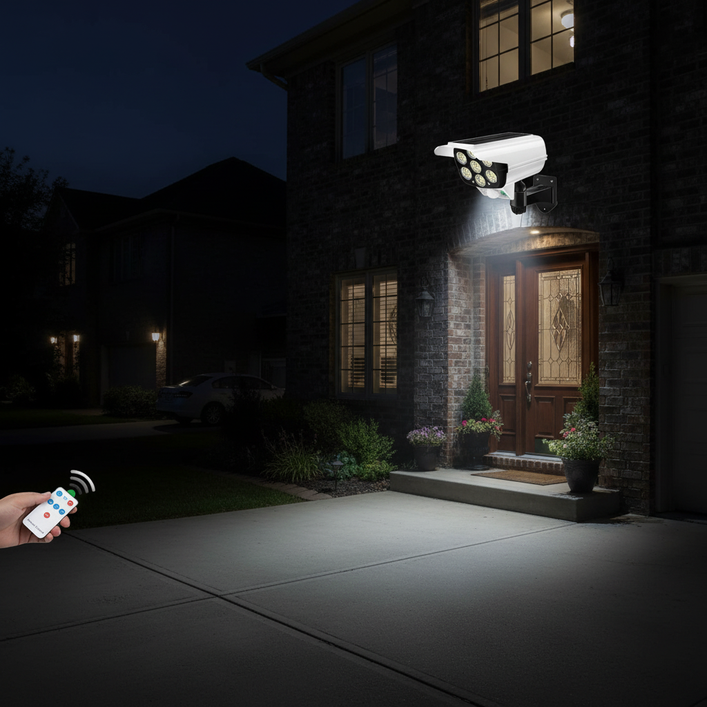 Security light illuminating driveway