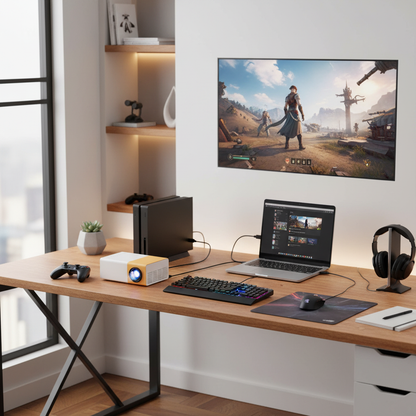 Gaming setup with projector